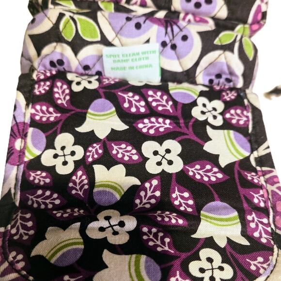 Vera Bradley Plum Petals All-Wrapped-Up Cosmetic Bag 4-Zipper Pockets Tie Wrap - Picture 9 of 9